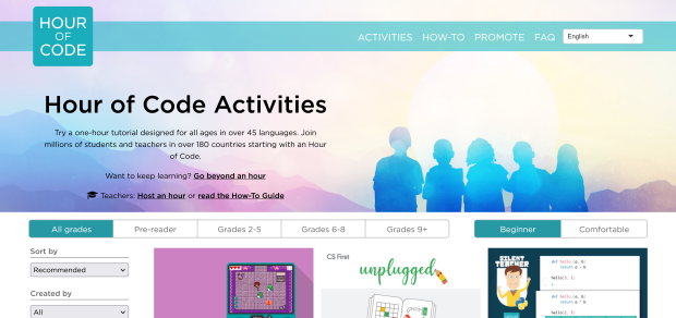 Hour of Code splash for TechBrainiacs