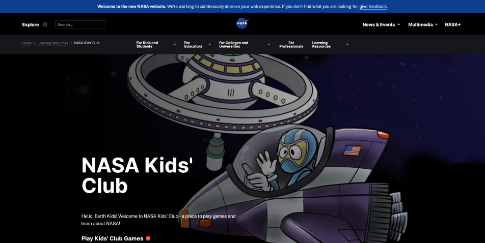 NASA Kids Club Screenshot